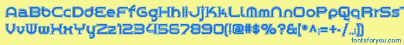 フォントChromeyellowinlinenf – 青い文字が黄色の背景にあります。