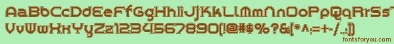 フォントChromeyellowinlinenf – 緑の背景に茶色のフォント