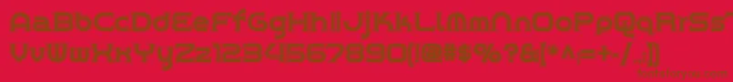 Chromeyellowinlinenf-Schriftart – Braune Schriften auf rotem Hintergrund