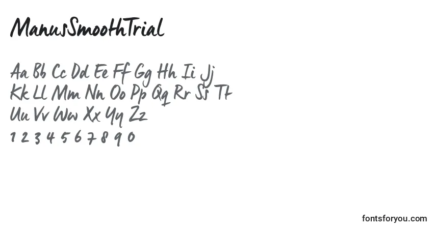 Fuente ManusSmoothTrial - alfabeto, números, caracteres especiales