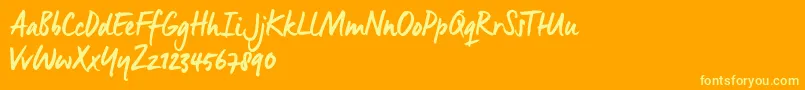 ManusSmoothTrial-Schriftart – Gelbe Schriften auf orangefarbenem Hintergrund