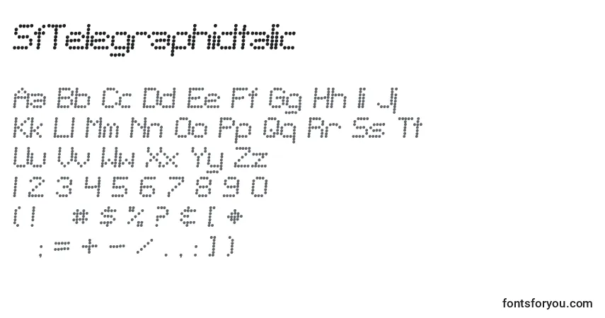 Fuente SfTelegraphicItalic - alfabeto, números, caracteres especiales