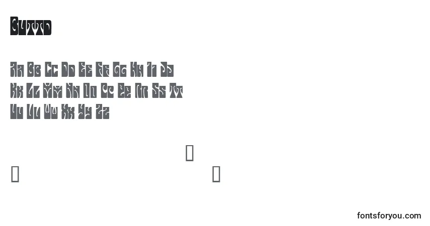 Czcionka Buttd – alfabet, cyfry, specjalne znaki
