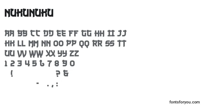 Czcionka NukuNuku – alfabet, cyfry, specjalne znaki