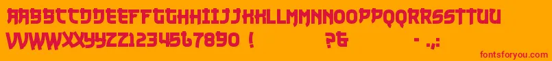 NukuNuku-Schriftart – Rote Schriften auf orangefarbenem Hintergrund