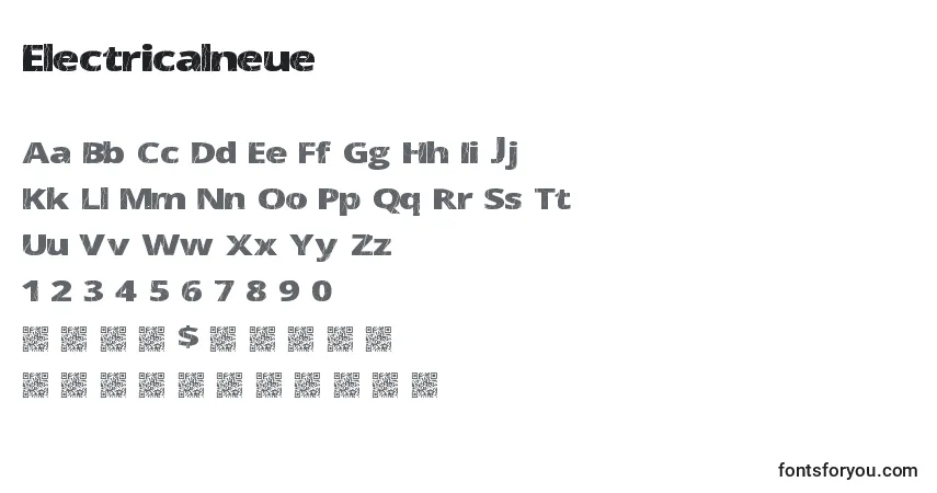 Schriftart Electricalneue – Alphabet, Zahlen, spezielle Symbole