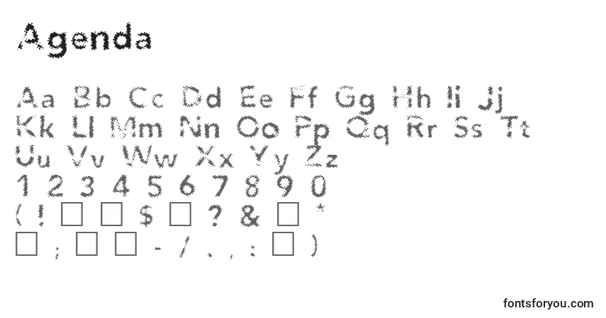Czcionka Agenda – alfabet, cyfry, specjalne znaki