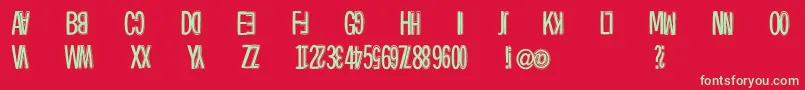 フォントTwinsetsixtynine – 赤い背景に緑の文字