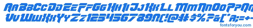 Omegaforceexpandital12 Font – Blue Fonts on White Background