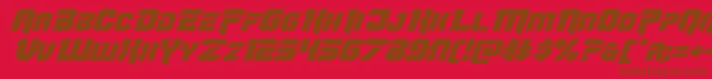Omegaforceexpandital12-Schriftart – Braune Schriften auf rotem Hintergrund