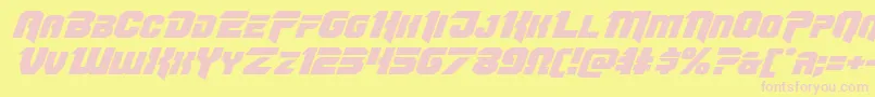 Omegaforceexpandital12 Font – Pink Fonts on Yellow Background