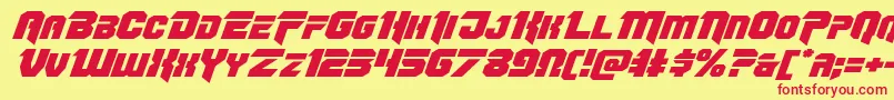 Omegaforceexpandital12 Font – Red Fonts on Yellow Background