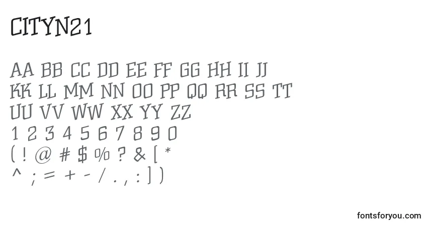 A fonte Cityn21 – alfabeto, números, caracteres especiais