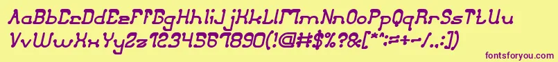 ClubGolfBoldItalic Font – Purple Fonts on Yellow Background