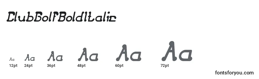 ClubGolfBoldItalic Font Sizes