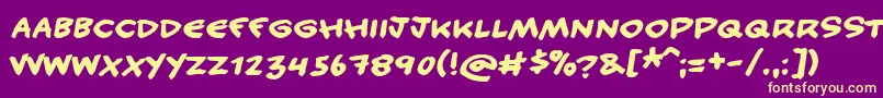 Saiba mais sobre a fonte Handycandy Fonte Handycandy – fontes amarelas em um fundo roxo