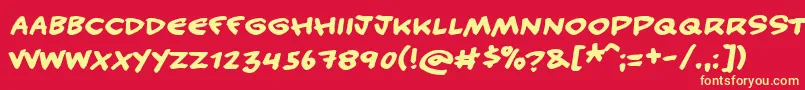 Handycandyフォントについての詳細 フォントHandycandy – 黄色の文字、赤い背景