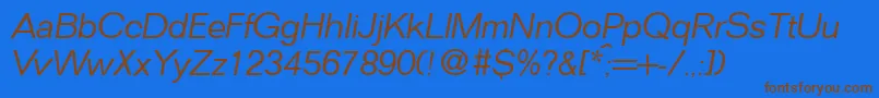 FocusLightItalic Font – Brown Fonts on Blue Background
