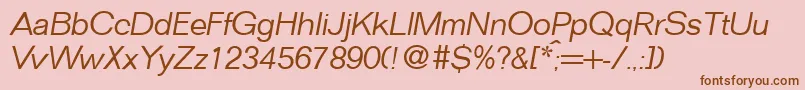 FocusLightItalic Font – Brown Fonts on Pink Background