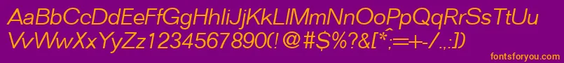 FocusLightItalic Font – Orange Fonts on Purple Background