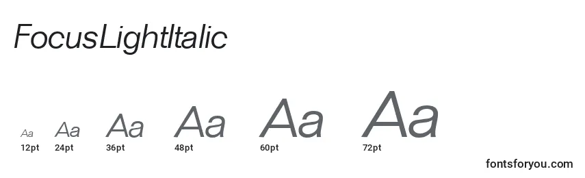 Размеры шрифта FocusLightItalic