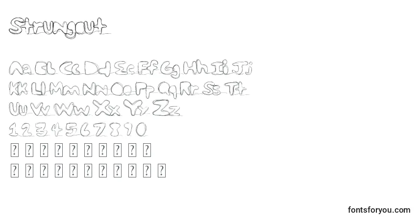 Czcionka Strungout – alfabet, cyfry, specjalne znaki