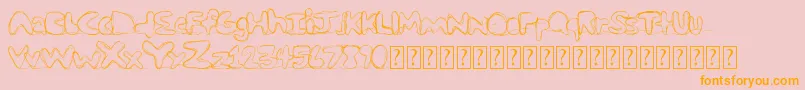 Strungout-Schriftart – Orangefarbene Schriften auf rosa Hintergrund