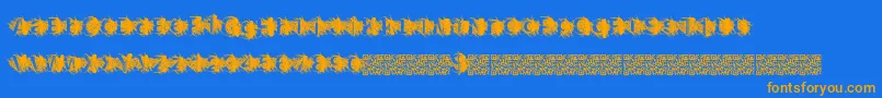 Zombiescratch-Schriftart – Orangefarbene Schriften auf blauem Hintergrund