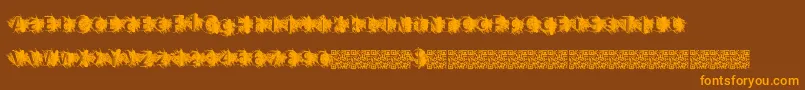 Zombiescratch-Schriftart – Orangefarbene Schriften auf braunem Hintergrund