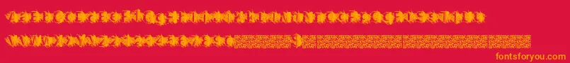 Zombiescratch-Schriftart – Orangefarbene Schriften auf rotem Hintergrund