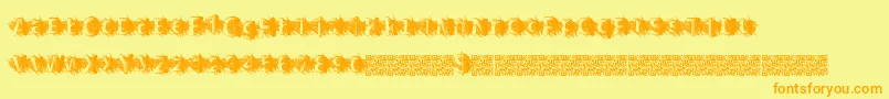 Zombiescratch-Schriftart – Orangefarbene Schriften auf gelbem Hintergrund