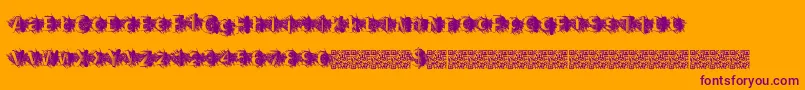 Zombiescratch-Schriftart – Violette Schriften auf orangefarbenem Hintergrund