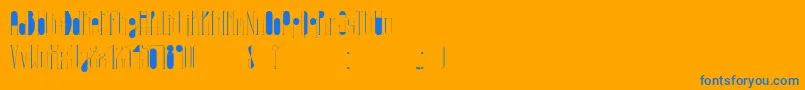EternaInfancia-Schriftart – Blaue Schriften auf orangefarbenem Hintergrund
