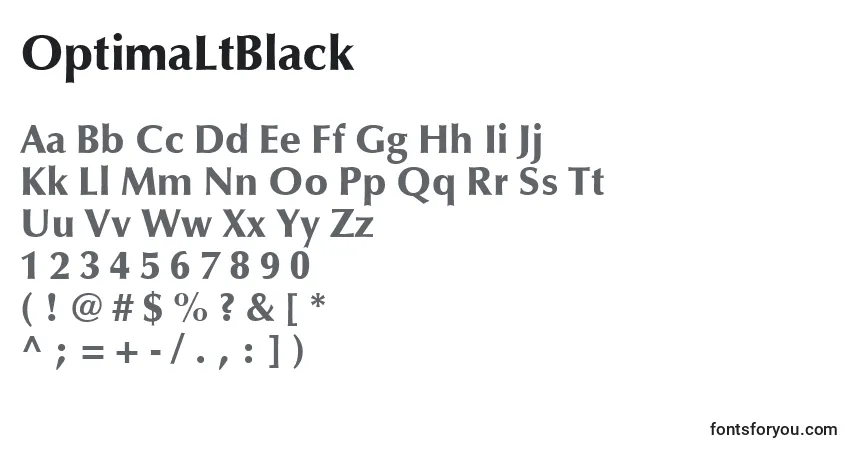 Czcionka OptimaLtBlack – alfabet, cyfry, specjalne znaki