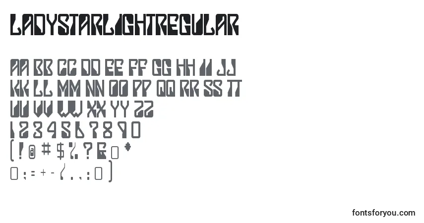 A fonte LadystarlightRegular – alfabeto, números, caracteres especiais