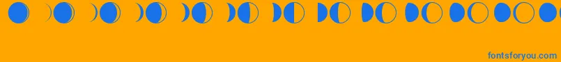 Moon-Schriftart – Blaue Schriften auf orangefarbenem Hintergrund