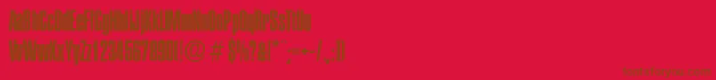 PlaketteserialRegular-Schriftart – Braune Schriften auf rotem Hintergrund