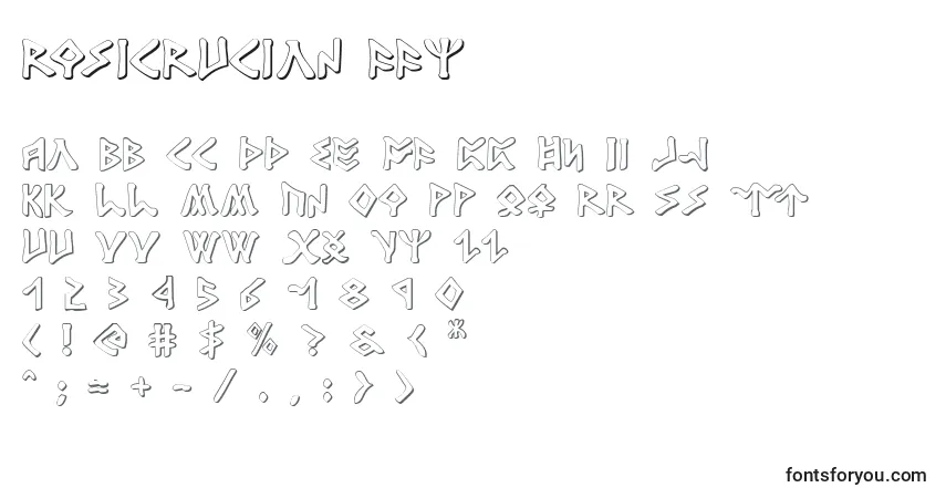 Czcionka Rosicrucian ffy – alfabet, cyfry, specjalne znaki