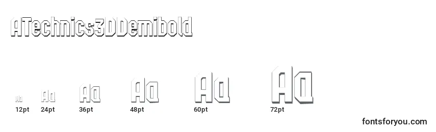 Размеры шрифта ATechnics3DDemibold