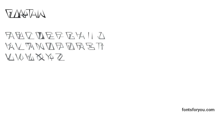 A fonte GloryThin – alfabeto, números, caracteres especiais