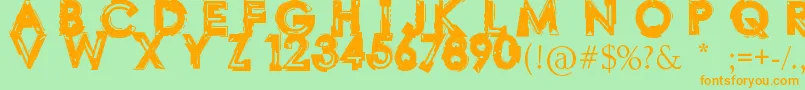 Labo-Schriftart – Orangefarbene Schriften auf grünem Hintergrund