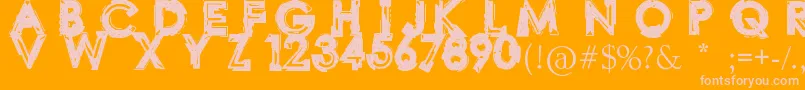 Labo-Schriftart – Rosa Schriften auf orangefarbenem Hintergrund