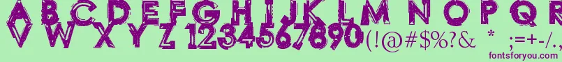 Labo-Schriftart – Violette Schriften auf grünem Hintergrund