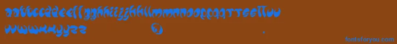 フォントLomax – 茶色の背景に青い文字
