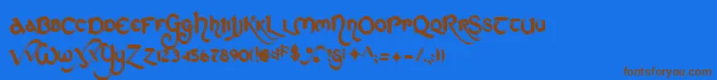 Stcho-Schriftart – Braune Schriften auf blauem Hintergrund