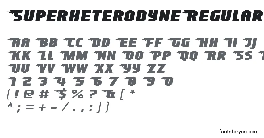 Schriftart SuperheterodyneRegular – Alphabet, Zahlen, spezielle Symbole