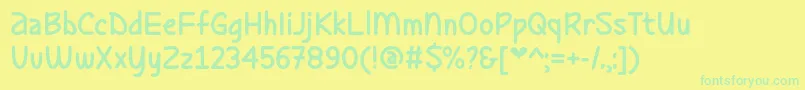 フォントLadybugLoveOtf – 黄色い背景に緑の文字