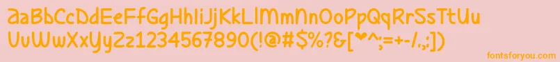 フォントLadybugLoveOtf – オレンジの文字がピンクの背景にあります。
