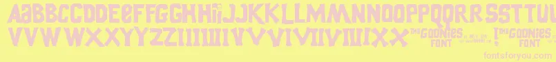 fuente Goonies – Fuentes Rosadas Sobre Fondo Amarillo