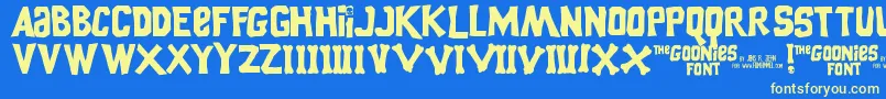 Goonies Font – Yellow Fonts on Blue Background